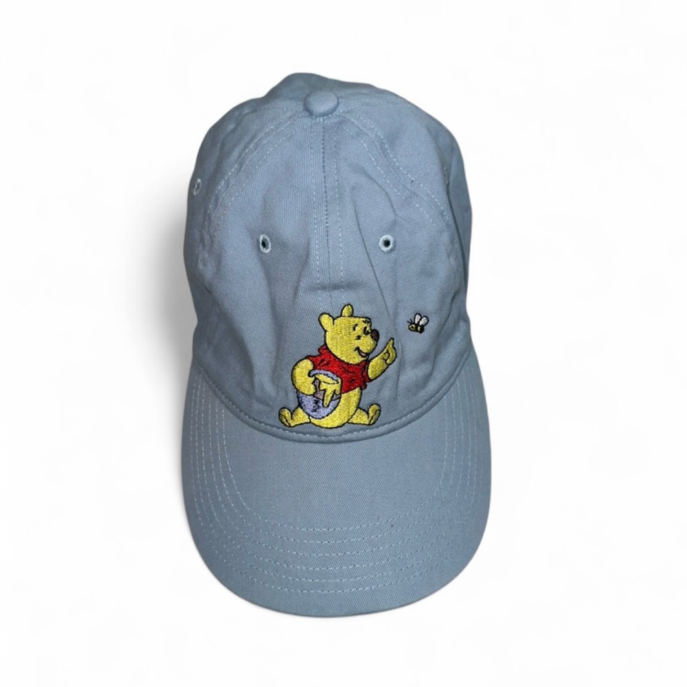 Disney Winnie the Pooh Blue Embroidered Hat 100% Cotton Baseball Cap‎